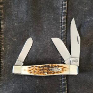 Case XX USA Amber Bone Peach Seed Jigged Large Stockman 6375 CS No 00204