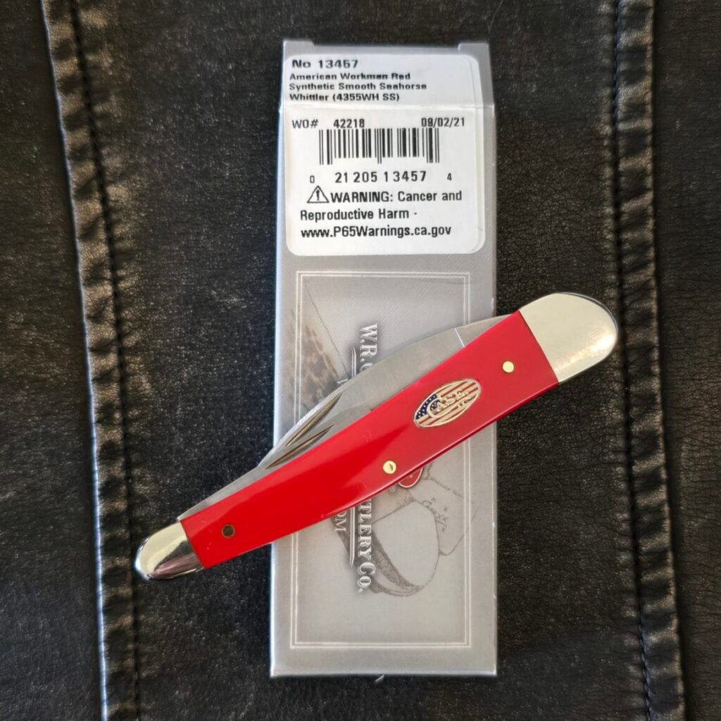 Case XX USA American Workman Red Synthetic Smooth Seahorse Whittler 4355 WH SS No 13457 – gallery image 5