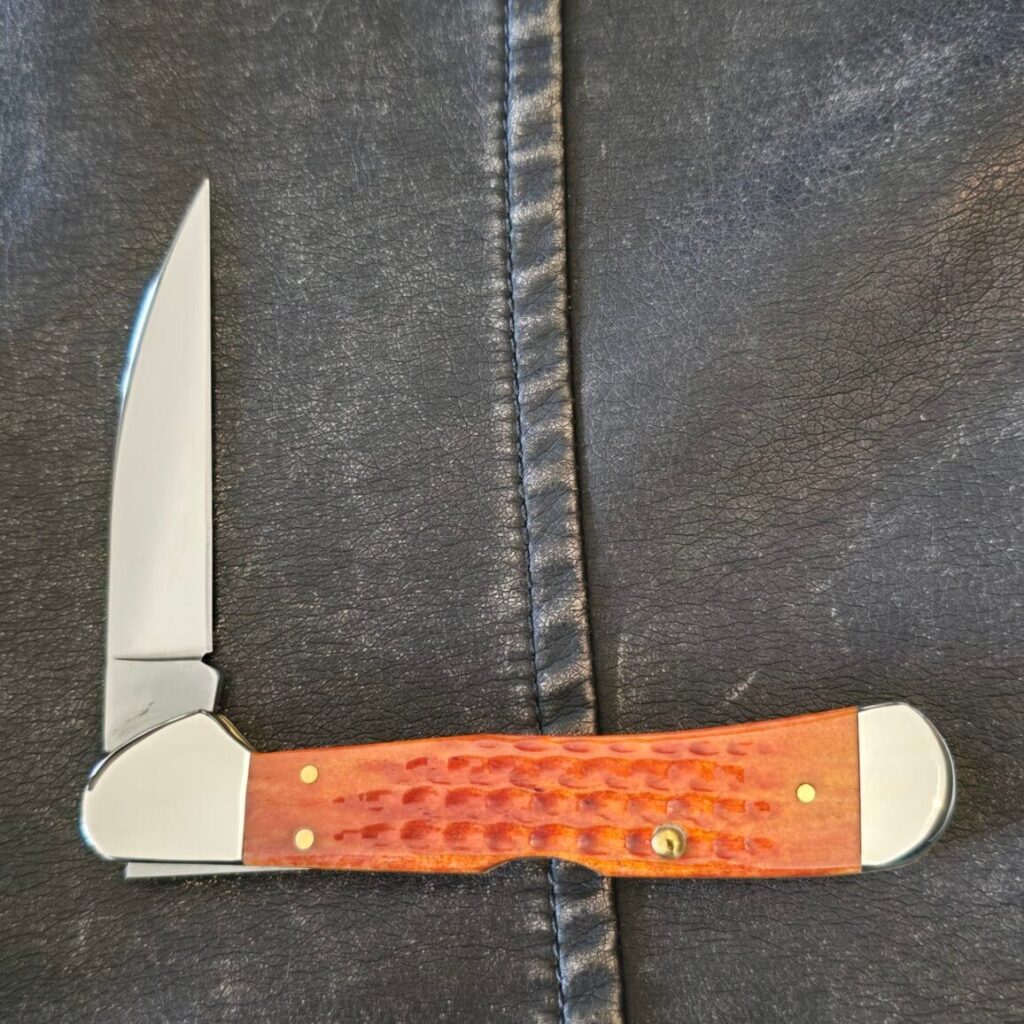 Case XX USA Pocket Worn Harvest Orange Bone Corn Cob jig Copperlock 61549 WL SS No 07397 – gallery image 4