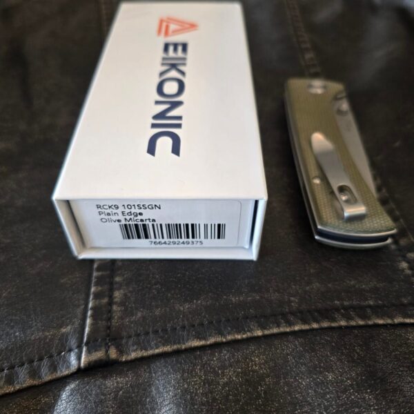 Eikonic RCK9 101SSGN Plain Edge Olive Micarta 766429249375