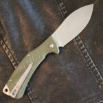 REVO Ness Liner Lock OD Green G10 with Lanyard Hole and Pocket Clip, Flipper (used) knife for sale