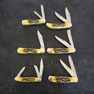 Caliber Cutlery Yellow Jigged Bone Set of 6 Slip Joint Knives