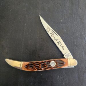 Queen Large Toothpick /Fish Knife in Brown Jigged Bone