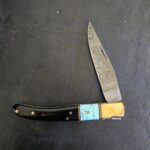 Laguiole Toothpick in Damascus, Ox Horn and Stone