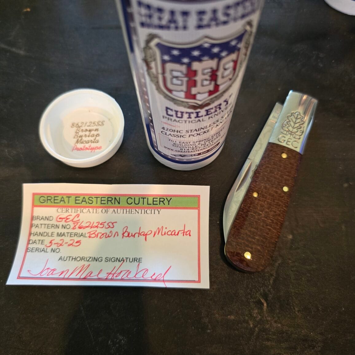 Great Eastern Cutlery #862125 SS Brown Burlap Micarta PROTOTYPE For ...