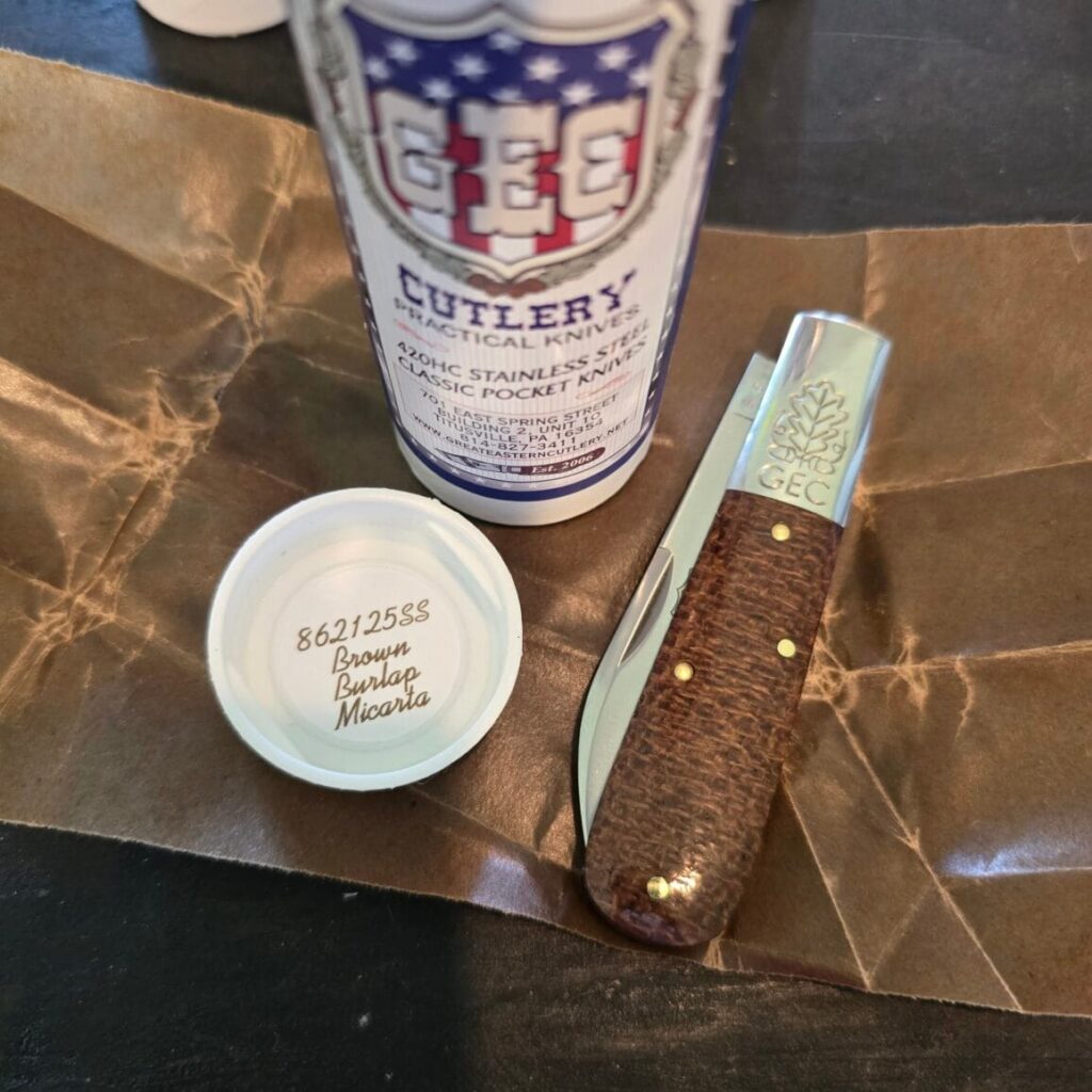 Great Eastern Cutlery #862125 SS Brown Burlap Micarta knife for sale