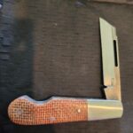 K'Roo Custom Easy Open Sheep Foot in Brown Burlap Micarta Created by W. O'Kelly (very gently used) knife for sale