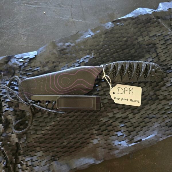Revenant Corps G10 Drop Point Recurve DPR Black on Black w/ Belt Clip Sheath and Stingray
