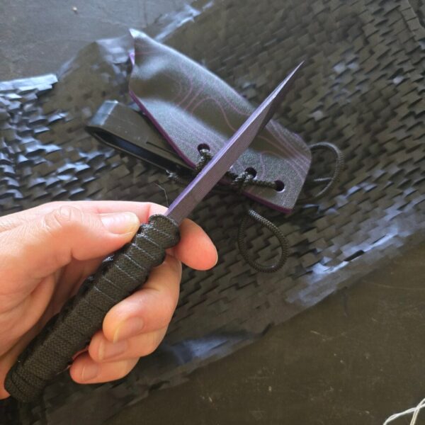 Revenant Corps G10 Drop Point Recurve DPR Black on Black w/ Belt Clip Sheath and Stingray