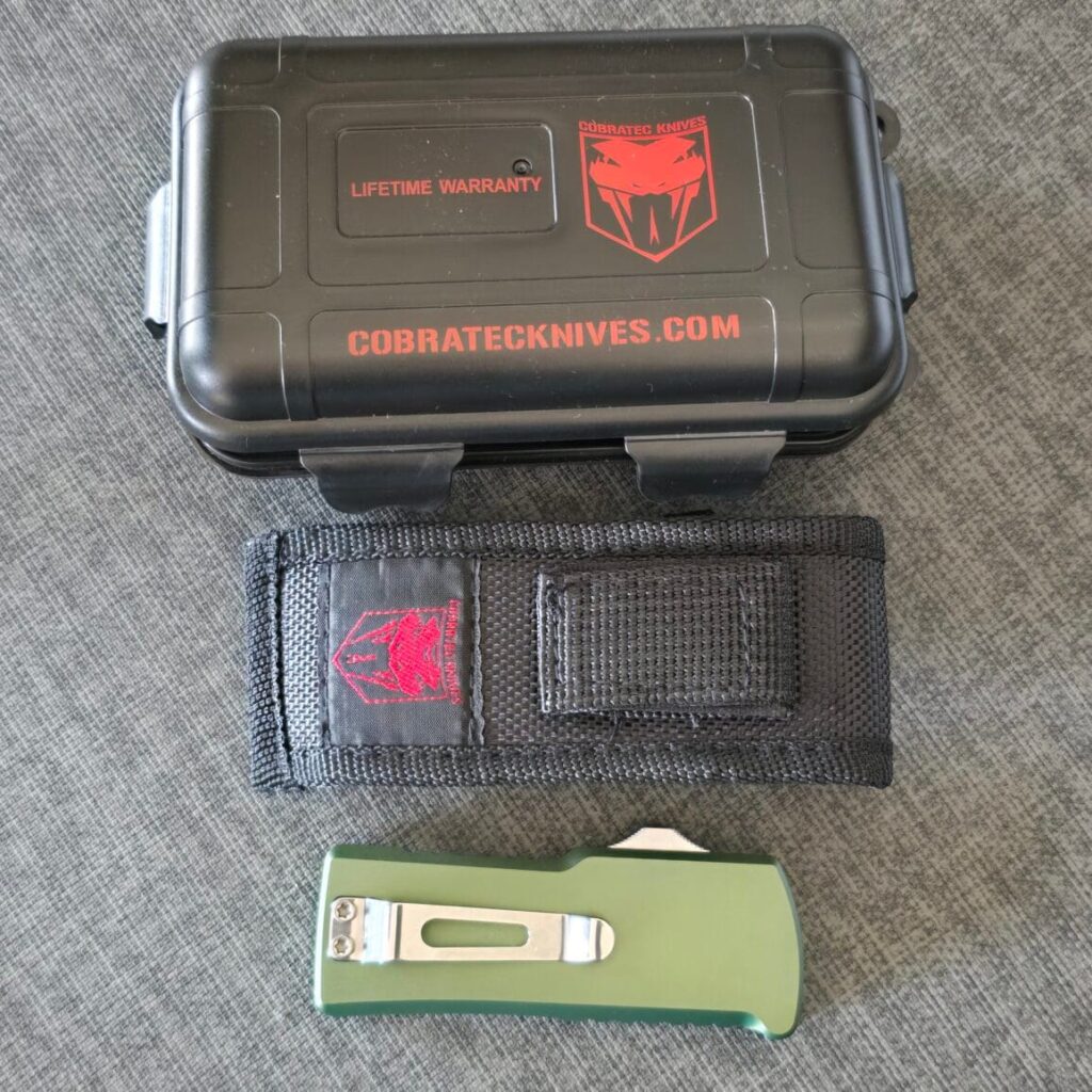 CobraTec Knives OTF (Out-the-Front) utility knife OD Green – gallery image 3