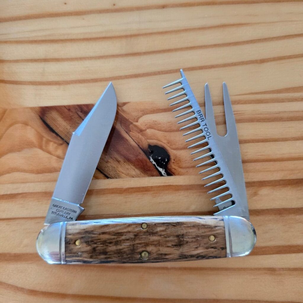 Great Eastern Cutlery #351325 Distressed Whiskey Barrel Oak knife for sale