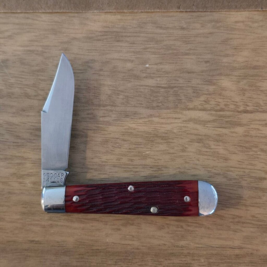 Great Eastern Cutlery #141118 Rust Red Jigged Bone knife for sale