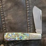 Schatt & Morgan Abalone 69 CB-S Pattern in 1095 Carbon Steel knife for sale