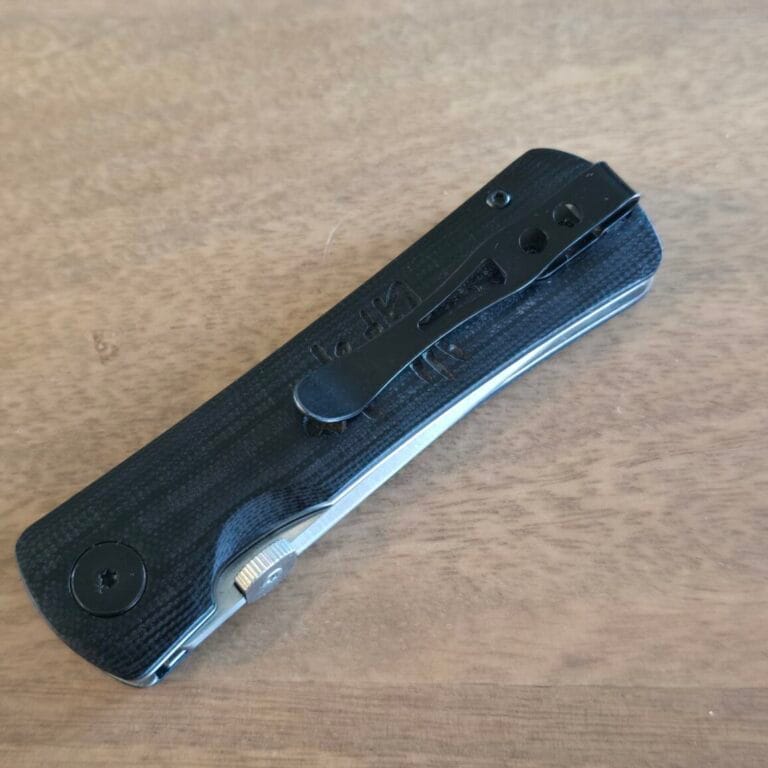 CRKT 2900 Heiho knife, designed by James Williams, with G-10 handle, thumb disk, LAWKS safety, and liner lock.