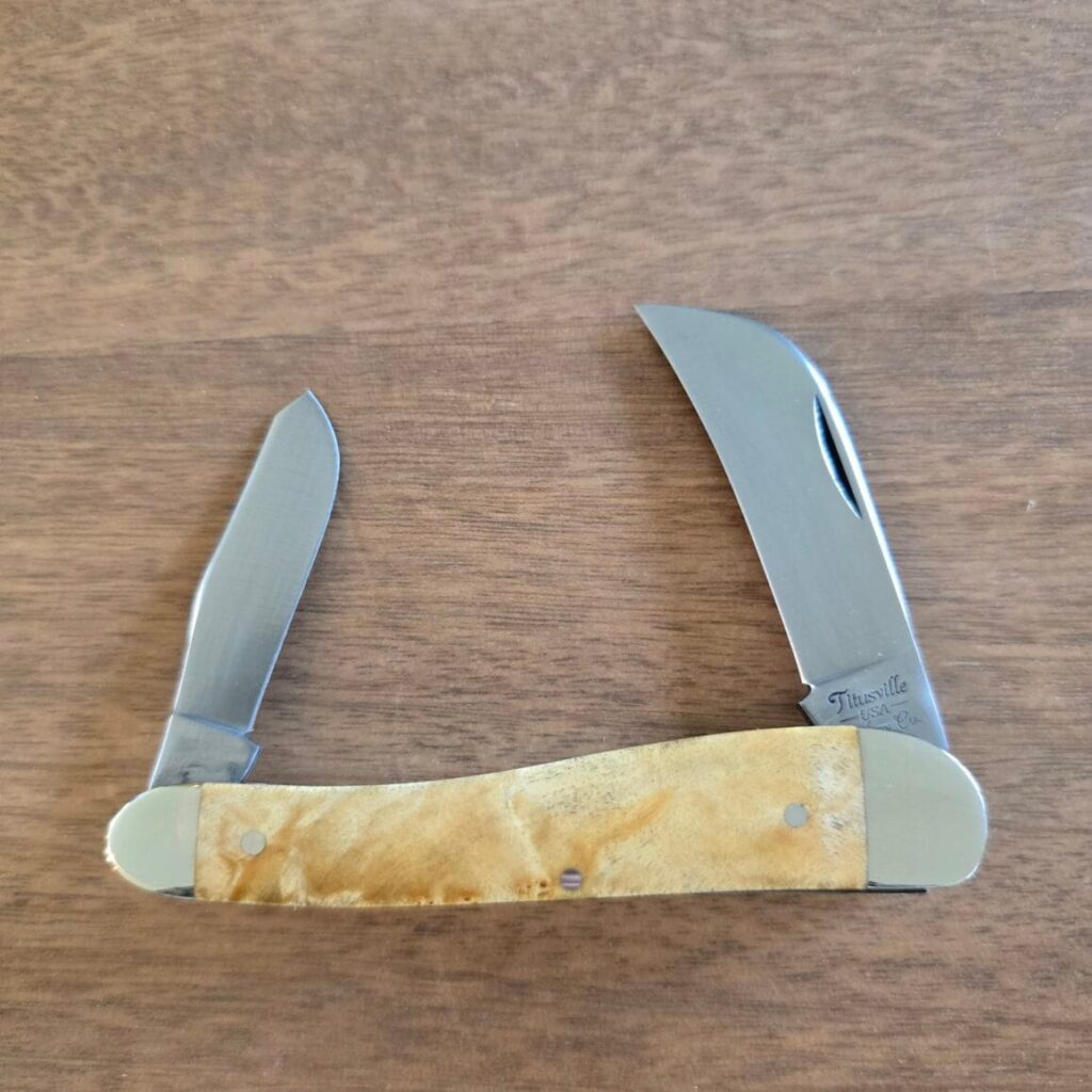 Titusville Cutlery Rooster Comb in Golden Maple Burl Wood by Daniels 2025 (1 of 10) knife for sale
