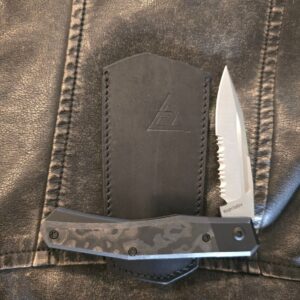 Suprlativ Infidel in Titanium Black PVD/ Black Camo Fat Carbon and M4/ Serrated Belt Satin