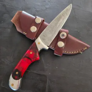 Custom Damascus Fixed Blade By "M" Allegany NY with Kernite Scales