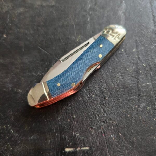 Rough Ryder Dogleg Canoe Denim Folding Knife Blue Micarta Handle T10 RR2189