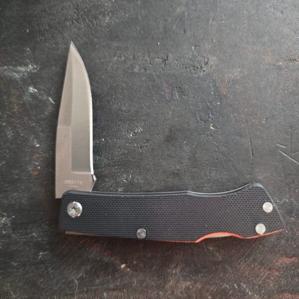 Rough Rider Knife RR2178 Lockback Black G10 Handles Clip Point Blade