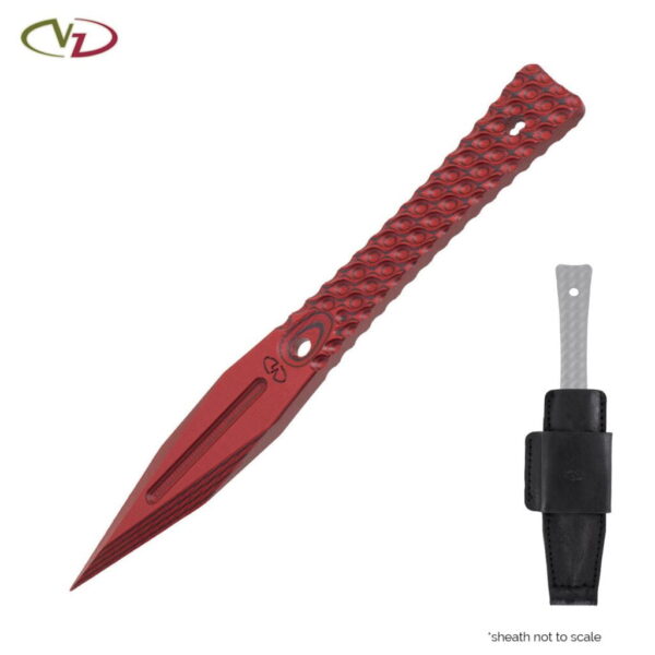 VZ Grips Don Gen 2 G-10 Dagger Red and Black with Leather Sheath – gallery image 1