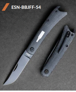Esnyx BEER BUSTER JR. FRONT FLIPPER M390 Black PVD Finish Blade, Black Micarta Handle with Blasted Titanium Bottle Inlay knife for sale