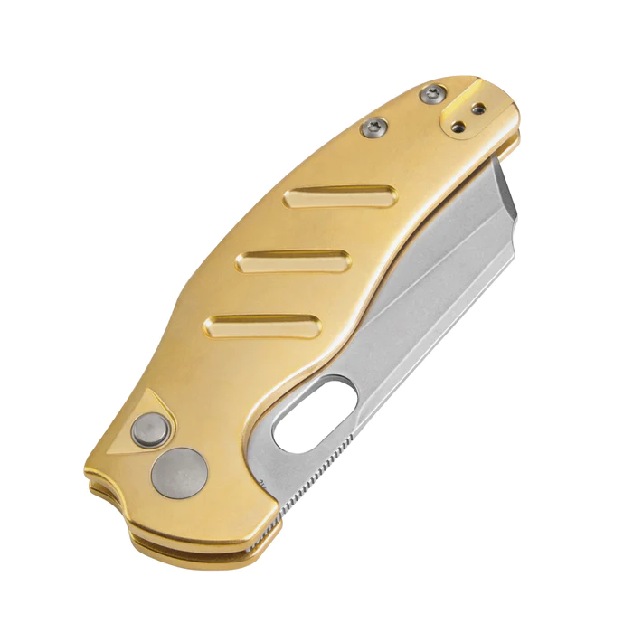 Kizer C01C 3V Blade Button Lock Brass Handle V4488BC2 – gallery image 3
