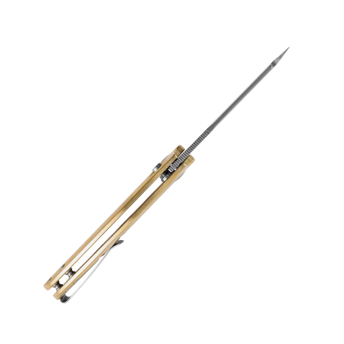 Kizer C01C 3V Blade Button Lock Brass Handle V4488BC2 – gallery image 2
