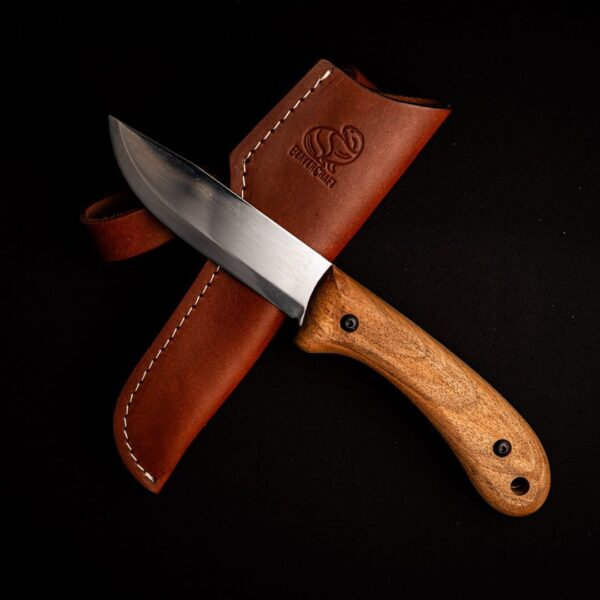 Bushcraft Knife Walnut Handle with Leather Sheath knives for sale