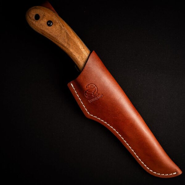 Bushcraft Knife Walnut Handle with Leather Sheath knives for sale