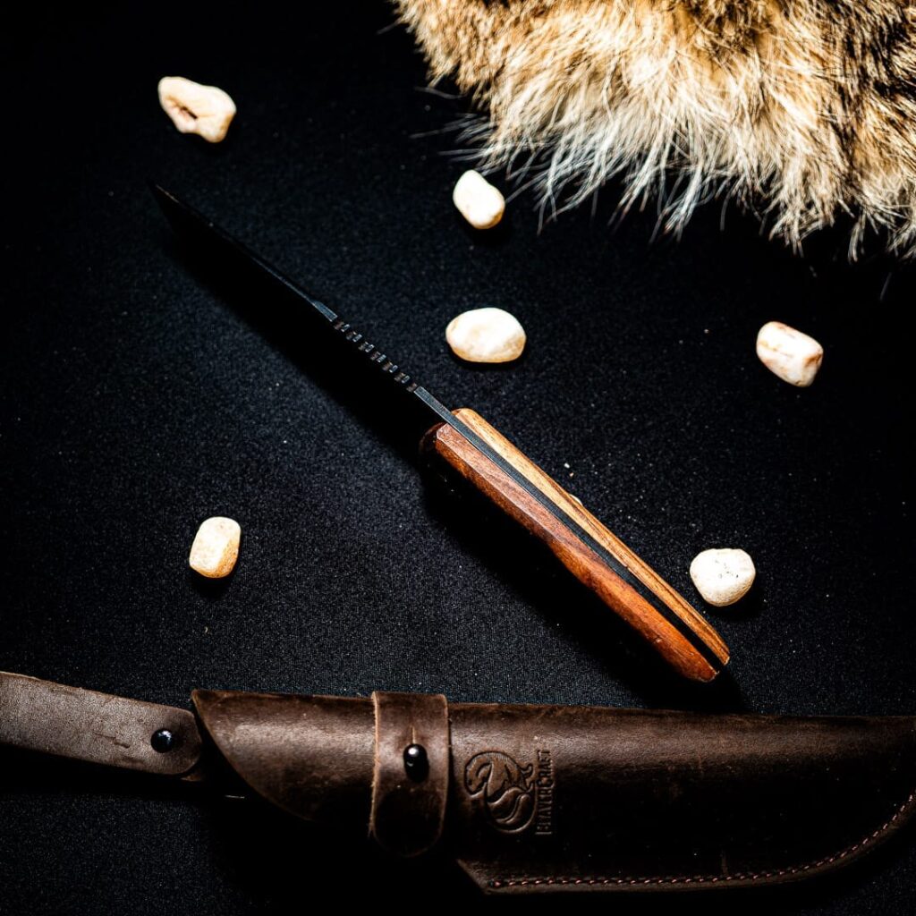 Beavercraft BSH4 Dusk – Carbon Steel Bushcraft Knife Walnut Handle with Leather Sheath – gallery image 5