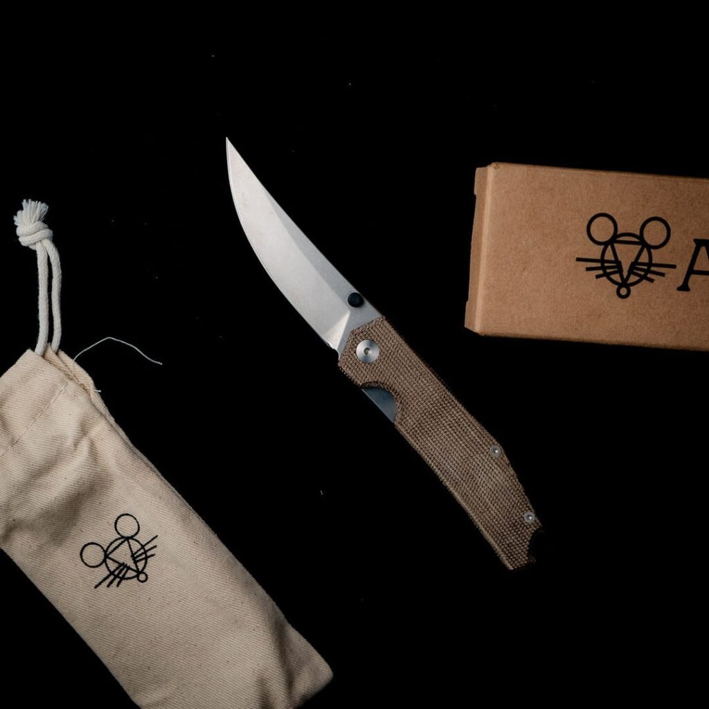 GiantMouse ACE Clyde - Natural Canvas Micarta Discounted "Rescue Mouse" – gallery image 2