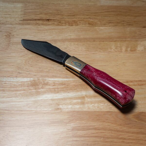 Excelsior Knife Co. TSA Exclusive Indigo Moon Box Elder Mokume Bolster Damascus Folder 1 of 1 Designed By Chuck Hawes knives for sale