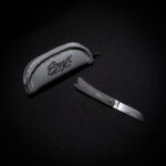Esnyx BEER BUSTER JR. FRONT FLIPPER M390 Finish Blade Titanium Bead Blasted Handle with a Black Micarta Inlay, Bead Blasted TI Clip