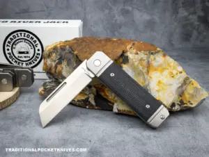 C Risner Ohio River Jack Single Sheepsfoot Black Canvas Micarta