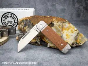 Ohio River Jack Single Blade Wharncliffe Natural Canvas Micarta knives for sale