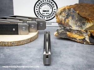 C. Risner Ohio River Jack Single Blade Wharncliffe Black Canvas Micarta – gallery image 3