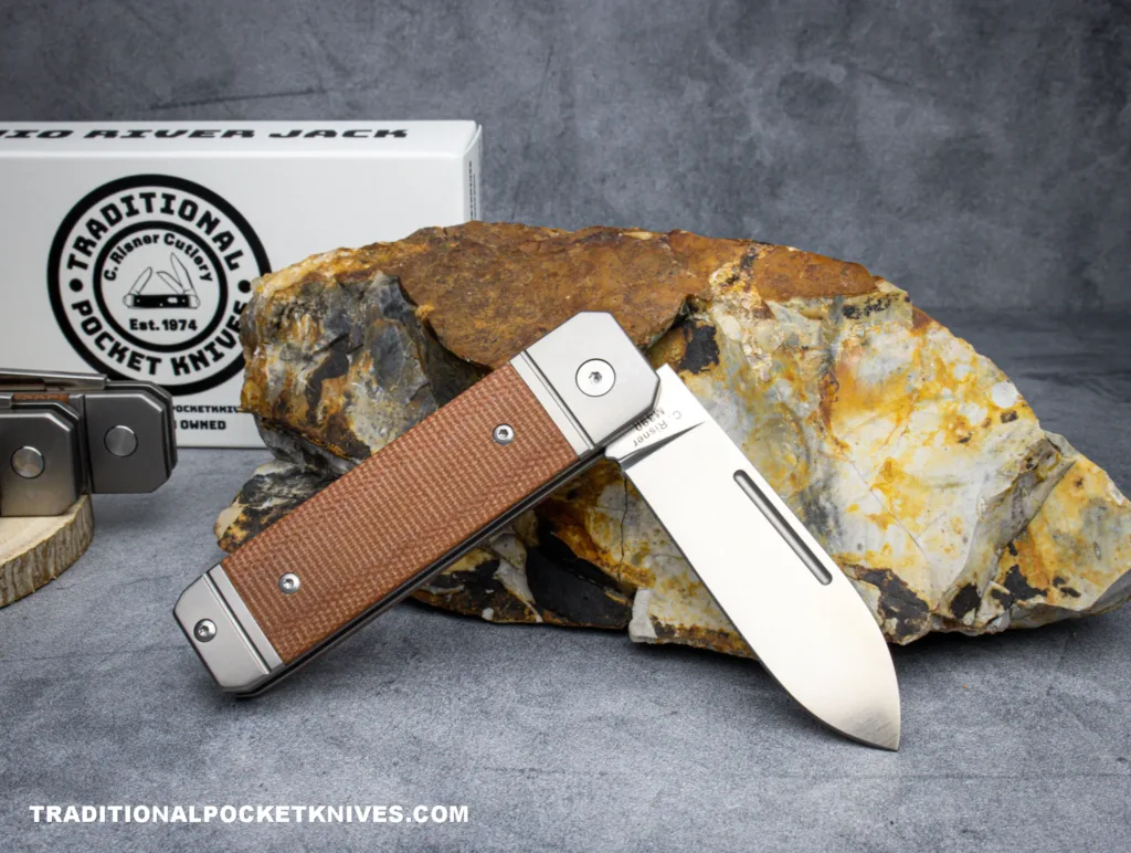 C Risner Ohio River Jack Single Spearpoint Natural Canvas Micarta – gallery image 8