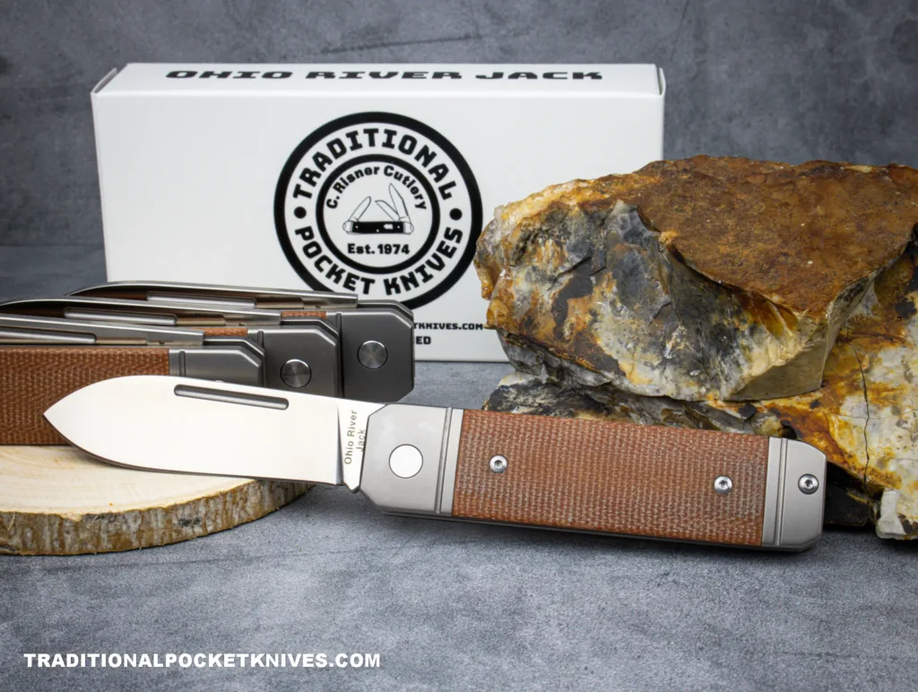 C Risner Ohio River Jack Single Spearpoint Natural Canvas Micarta – gallery image 9