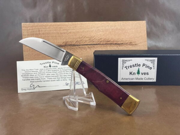 Trestle Pine Knives Gunflint ~ Curly Red Maple Handle knives for sale