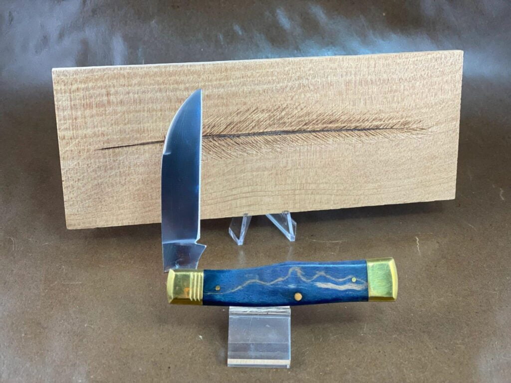 Trestle Pine Knives Gunflint ~ Curly Blue Maple Handle – gallery image 3