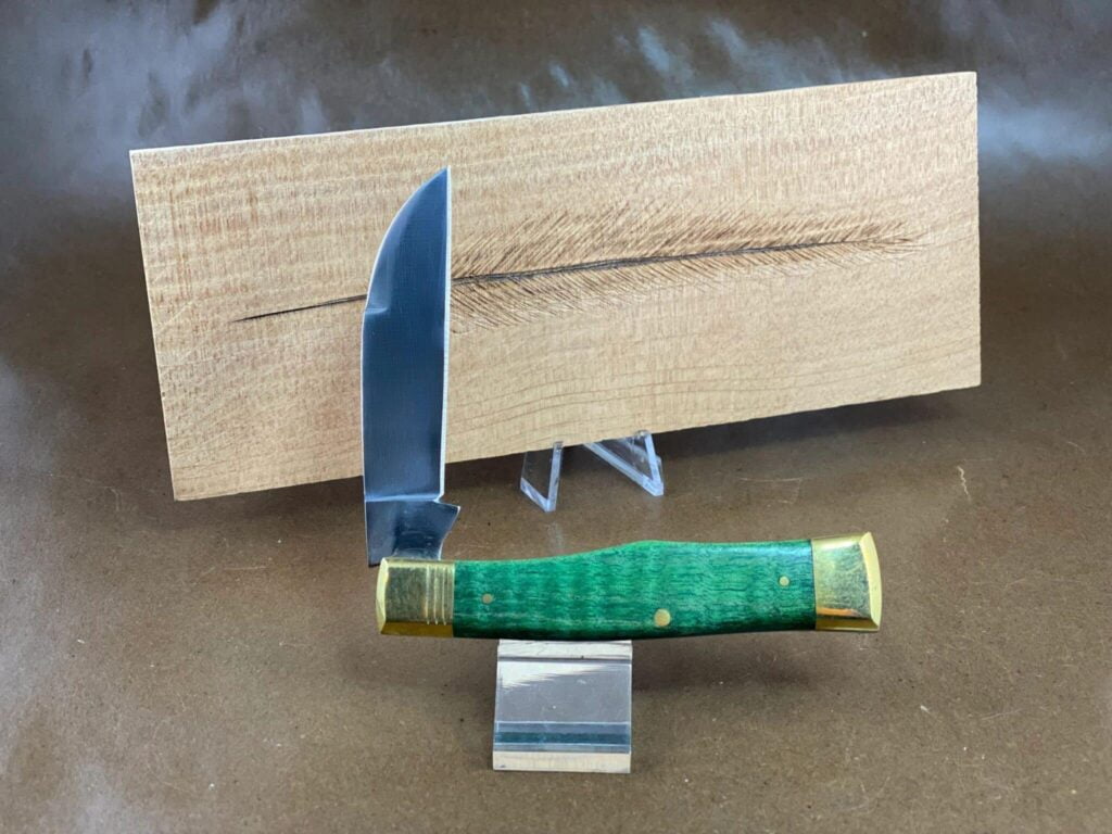 Trestle Pine Knives Gunflint ~ Curly Green Maple Handle – gallery image 4