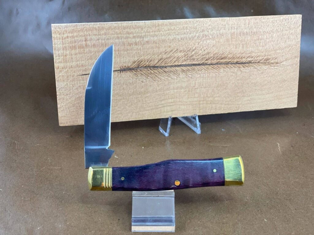 Trestle Pine Knives Gunflint ~ Curly Purple Maple Handle – gallery image 3