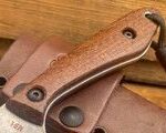 Smith & Sons SPUR Fixed Blade in Brown Burlap Micarta with Leather Sheath knives for sale
