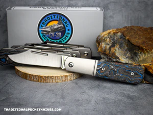 C. Risner Lake Champlain Barlow Single Blade Clip Point Camocarbon 90's – gallery image 4