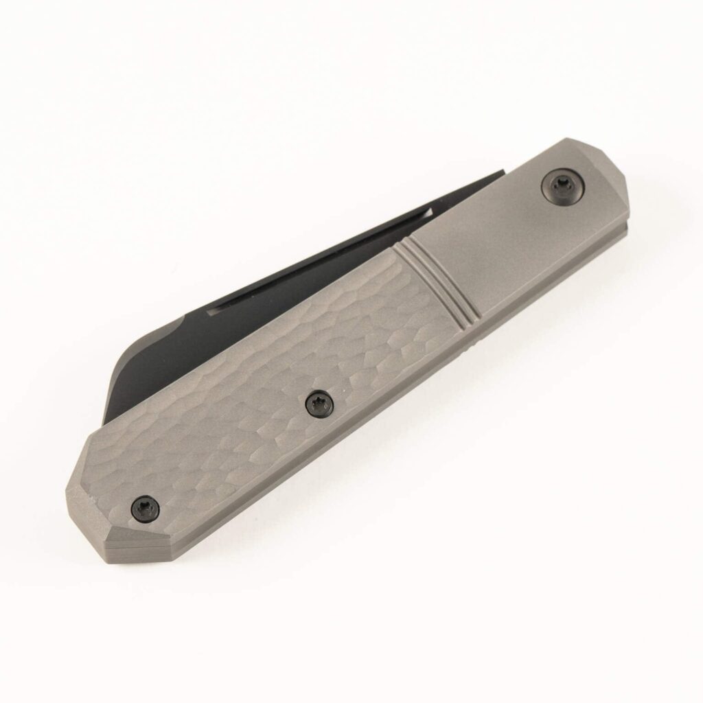 MIDNIGHT JACK - TITANIUM JIGGED REVERSE TUX knife for sale