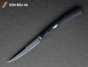 Esnyx Barracuda Slip Joint with Black G10 and Diamond Texture Inlay, Black PVD Titanium Handle -M390 knives for sale