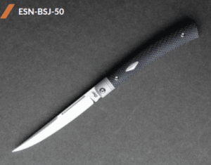 Esnyx Barracuda Slip Joint with M390 Hand Rubbed Satin Finish Blade Handle: Bead Blast Titanium Liners with Integral Bolsters, Black G10 Textured Handle with Satin Diamond Inlay knives for sale