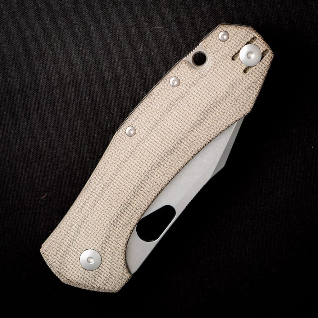 GiantMouse ACE Grand in Green Canvas Micarta Discounted "Rescue Mouse" – gallery image 5