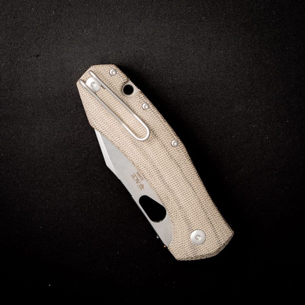 GiantMouse ACE Grand in Green Canvas Micarta Discounted "Rescue Mouse" – gallery image 4