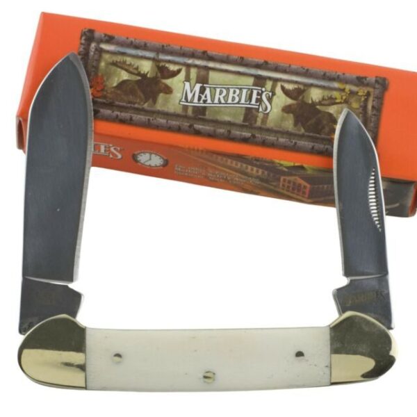 Marbles Canoe Pocket Knife White Smooth Bone MR580